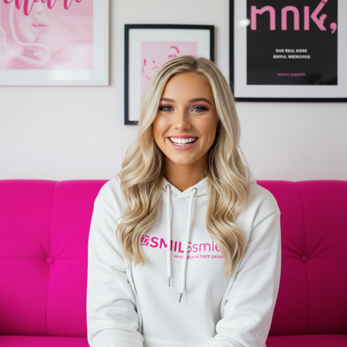 blonde female teeth whitening page 700 x 700